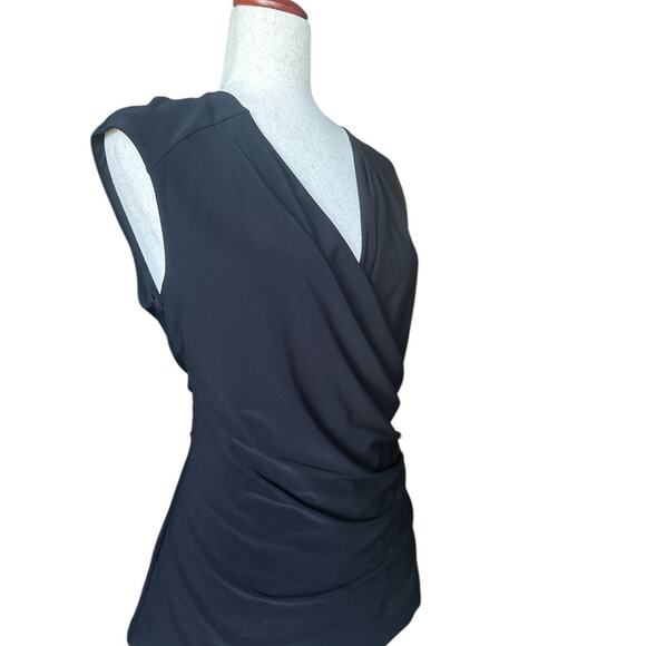 White House Black Market Faux Wrap V-Neck Sleeveless Top Blouse Size M - Picture 2 of 6